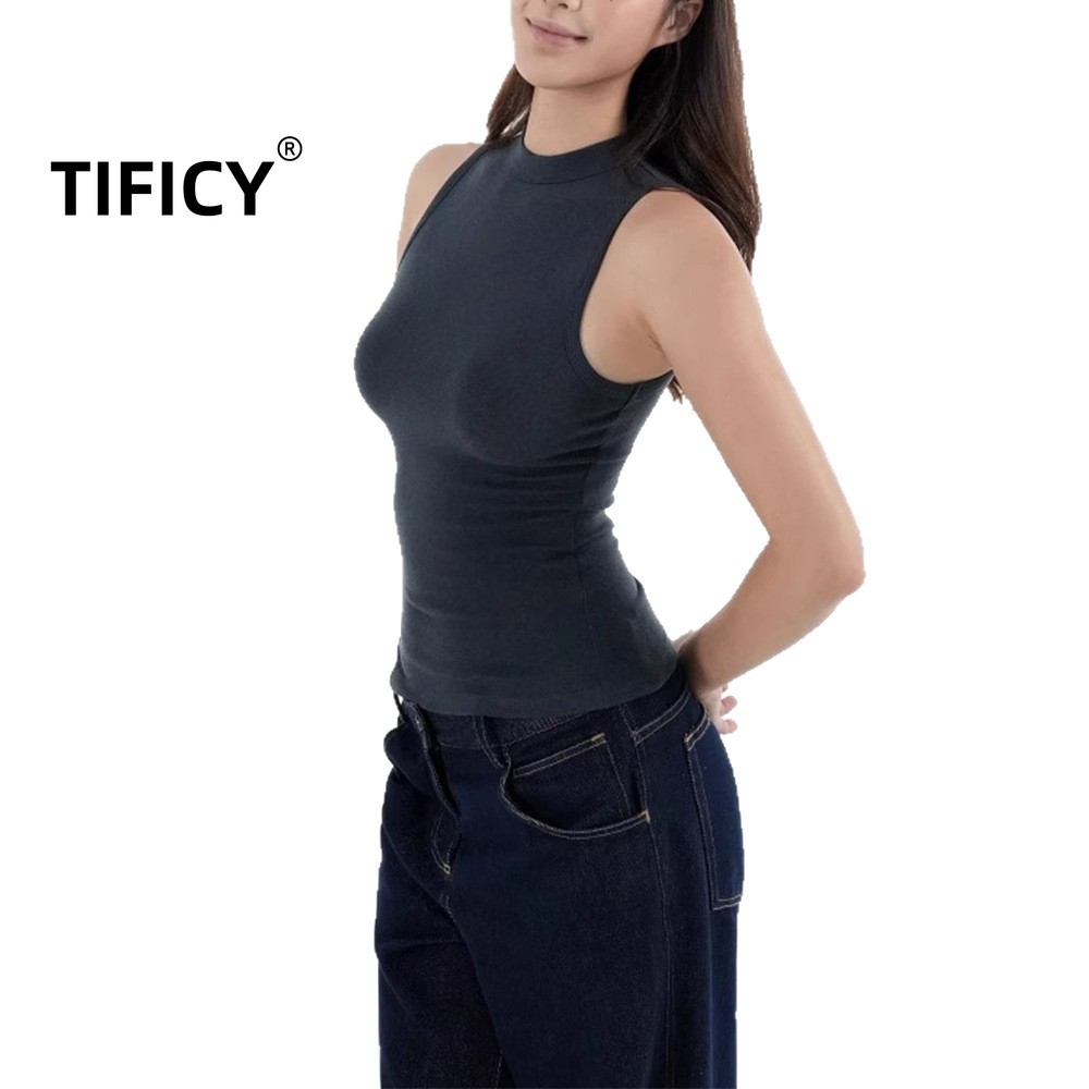 Women'S Formal Evening Wear Tops - Retro Sport Semi High Neck Sleeveless