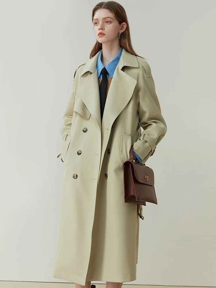 Trench Coat Formal - FSLE Classic Fashion Double-breasted Mid-length Trench