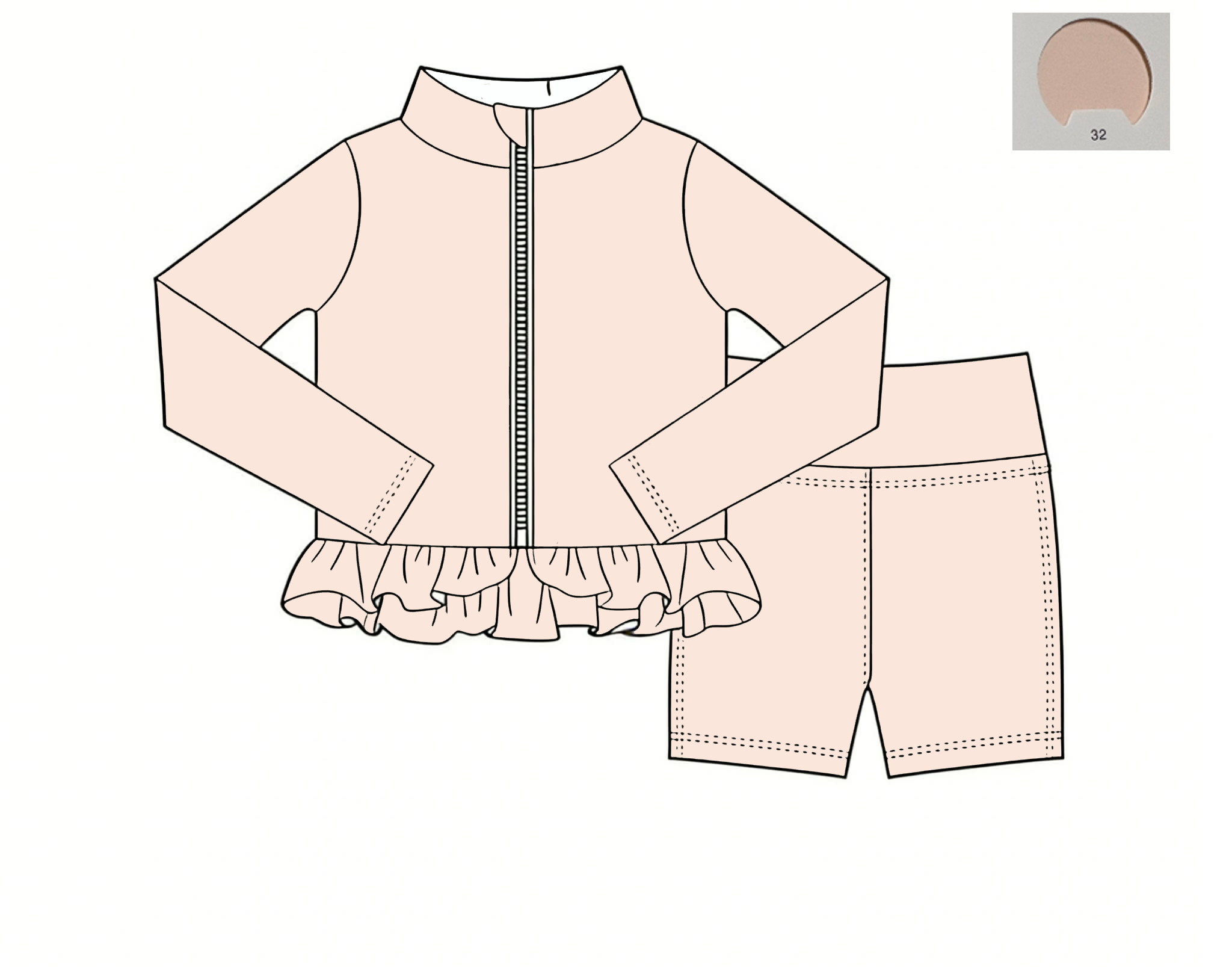 Monochrome Suit Set - Monochrome Yoga Material Girls Summer Zipper