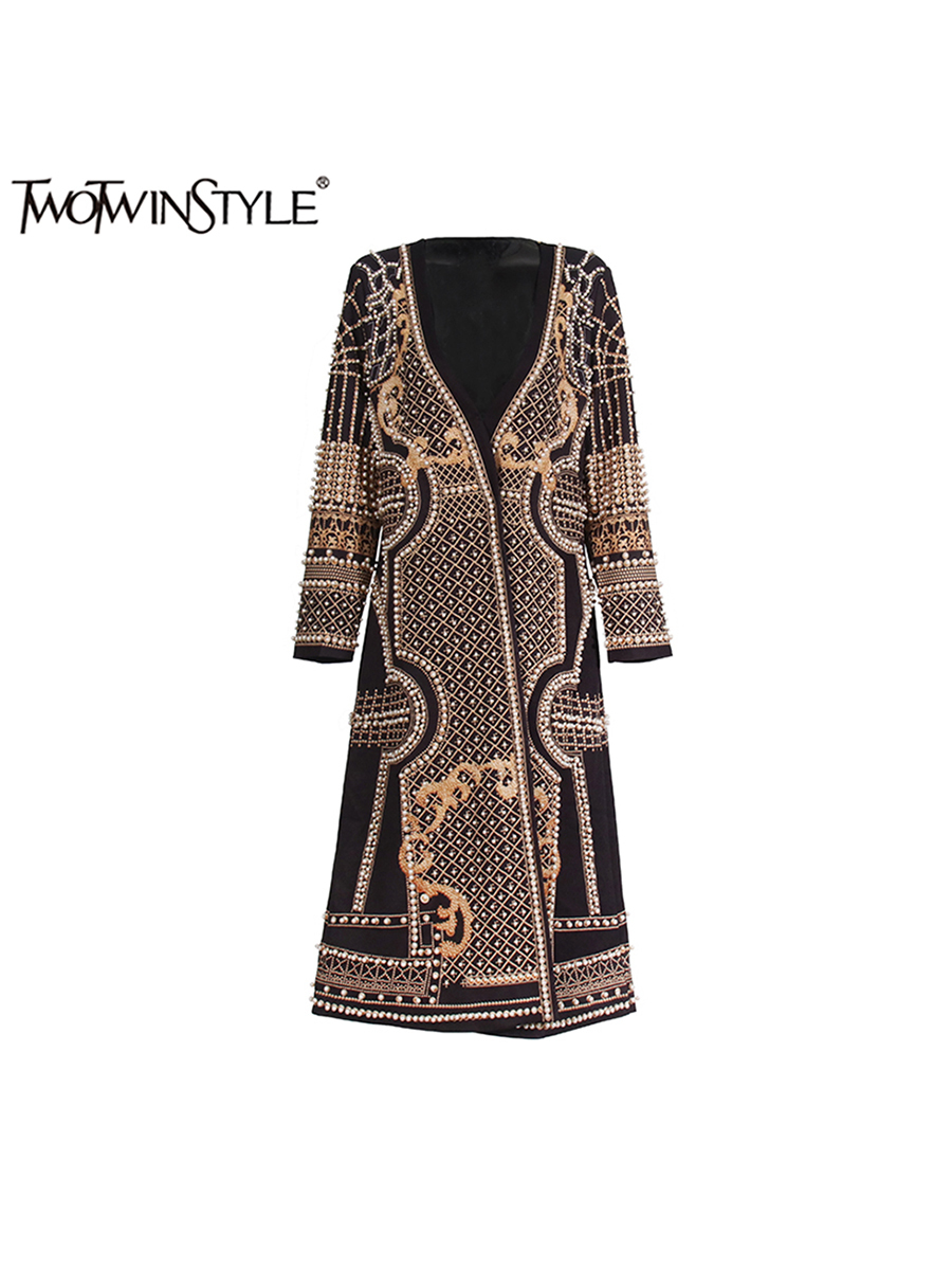 Trench Coat Formal - TWOTWINSTYLE Hit Color Temperament Designer Trench
