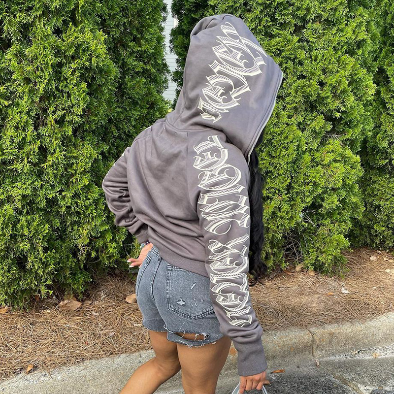 Monochrome Suit Set - Fashion Women's Monochrome Monogrammed Kepeng Hoodie