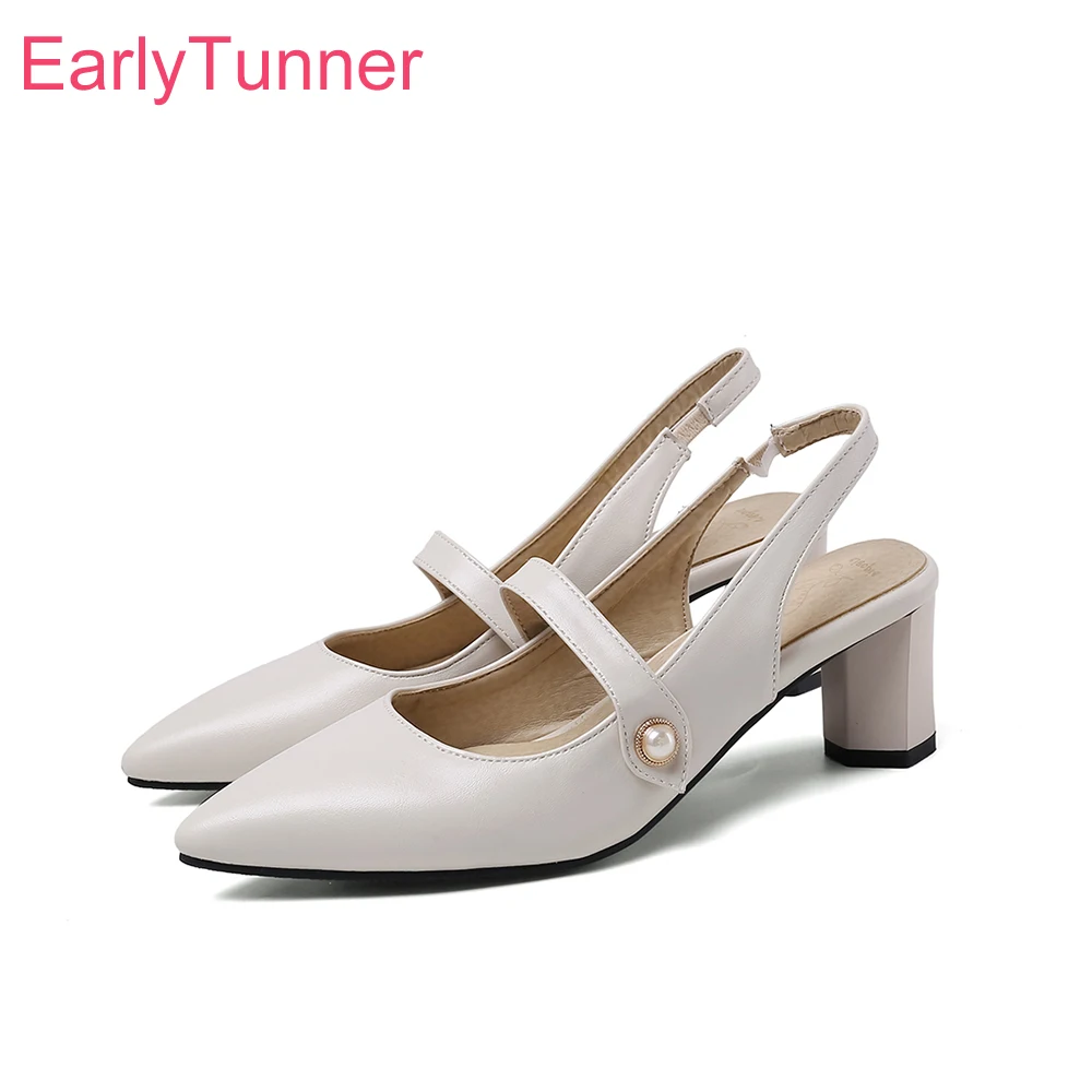 Slingback Heel Formal - Summer New Elegant Beige Black Slingback
