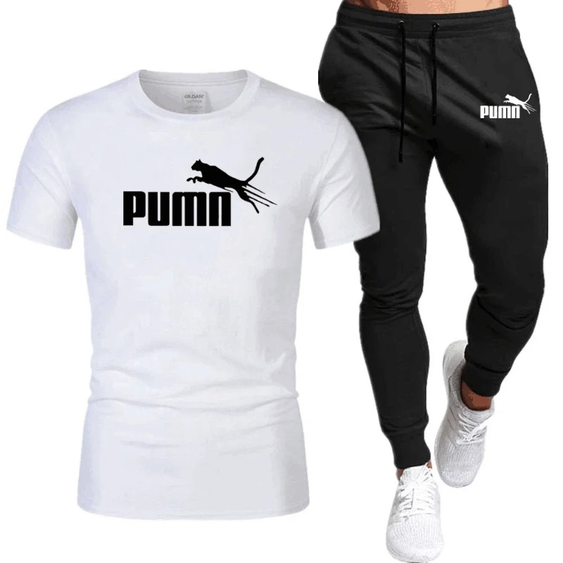 Monochrome Suit Set - Men's Short Sleeve Running T-shirt and