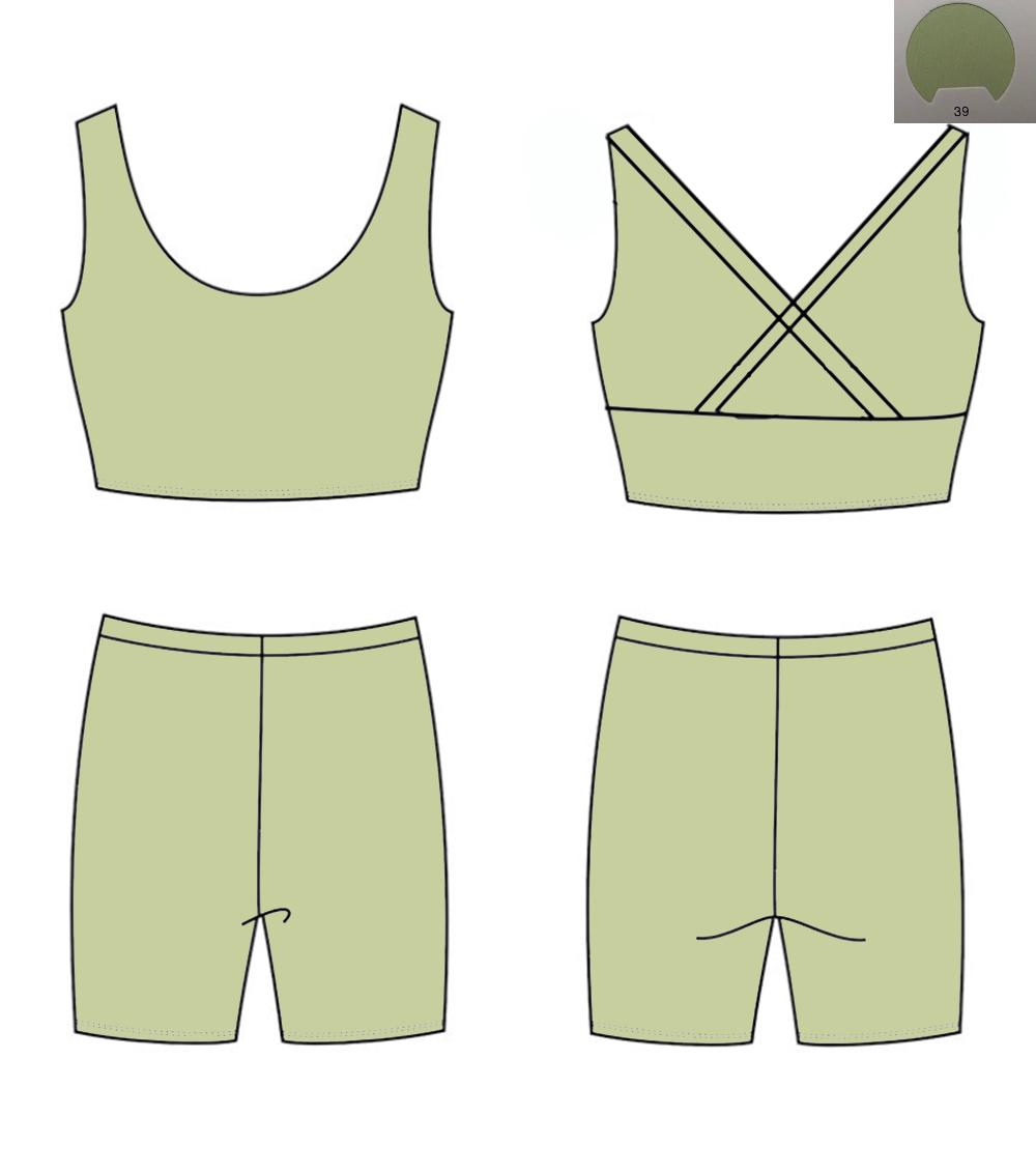 Monochrome Suit Set - Monochrome Yoga Material Back Cross Strap