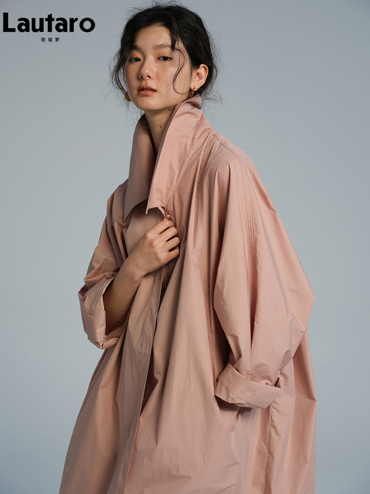 Trench Coat Formal - Lautaro Spring Autumn Long Oversized Thin