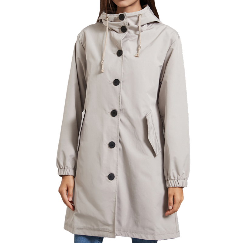 Trench Coat Formal - Hooded Women Windbreaker Long Trench Coat