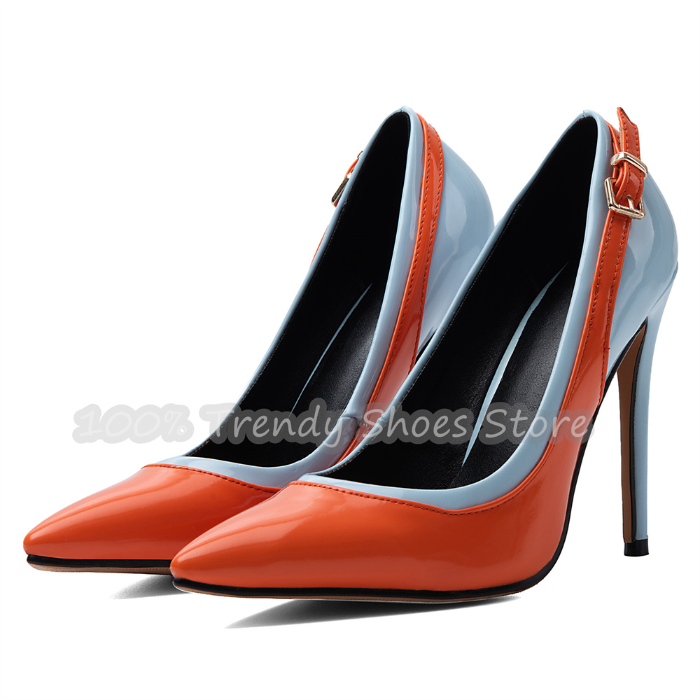 Fashion Mixed Color Splicing P - Slingback Heel Formal 评论和价格