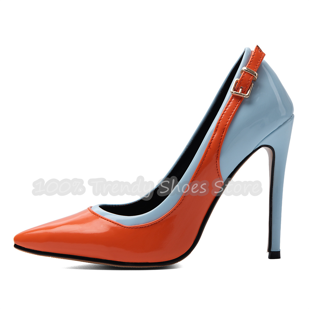 Fashion Mixed Color Splicing P - Slingback Heel Formal 评论和价格