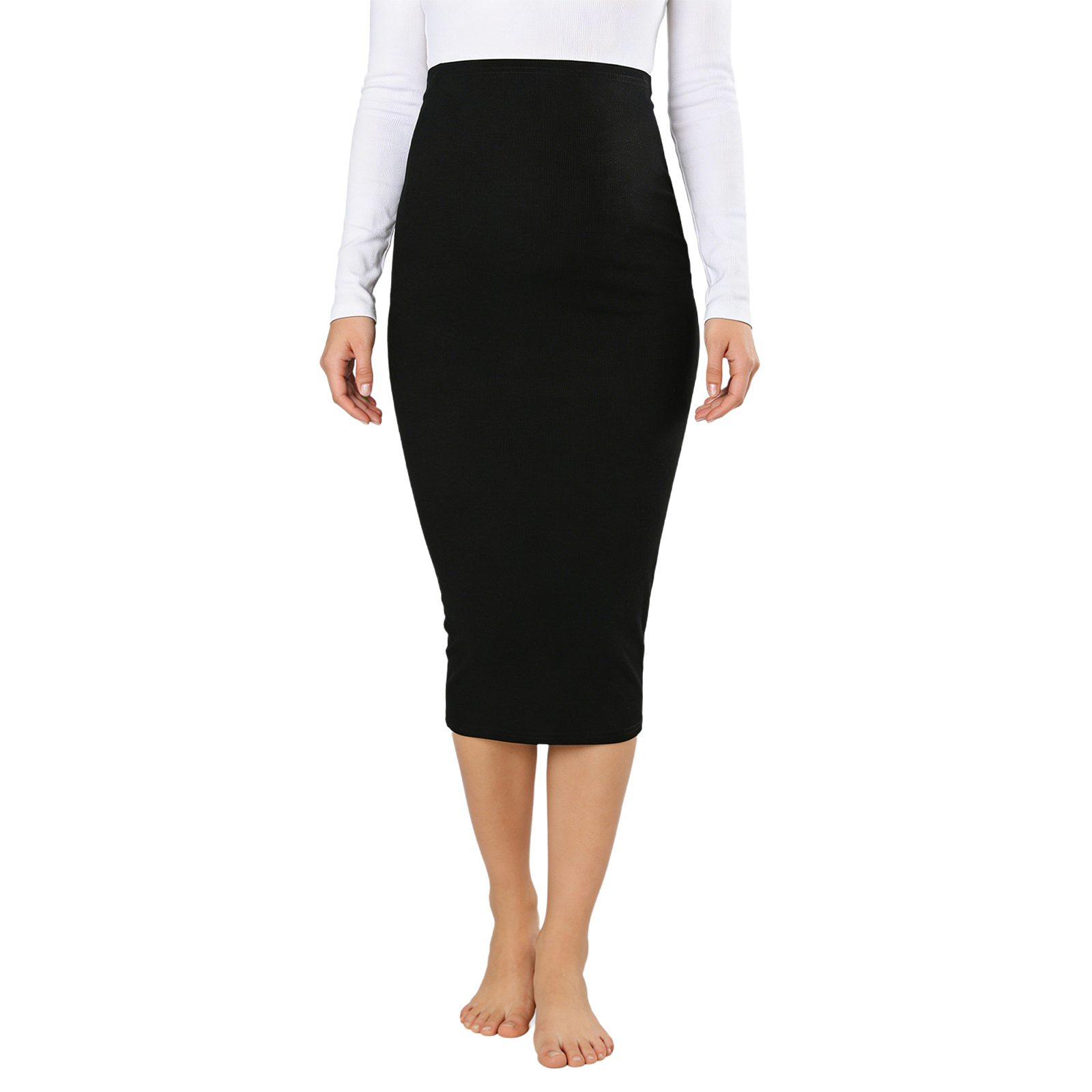 Maternity Elastic Waist Solid  - Pencil Skirt Midi 评论和价格