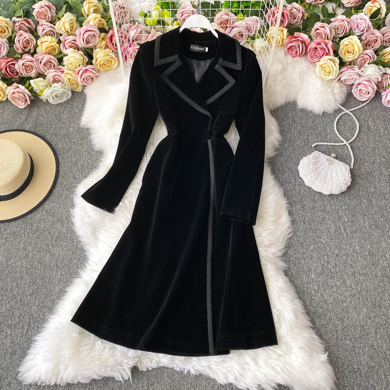 Women's Black Velvet Blazer Dr - Trench Coat Formal 评论和价格