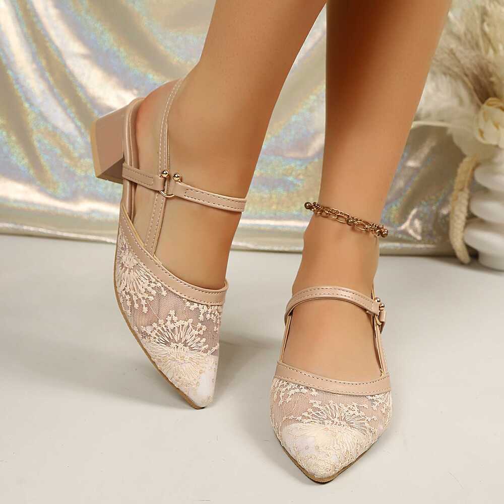 Ladies' Breathable Lace Slingb - Slingback Heel Formal 评论和价格