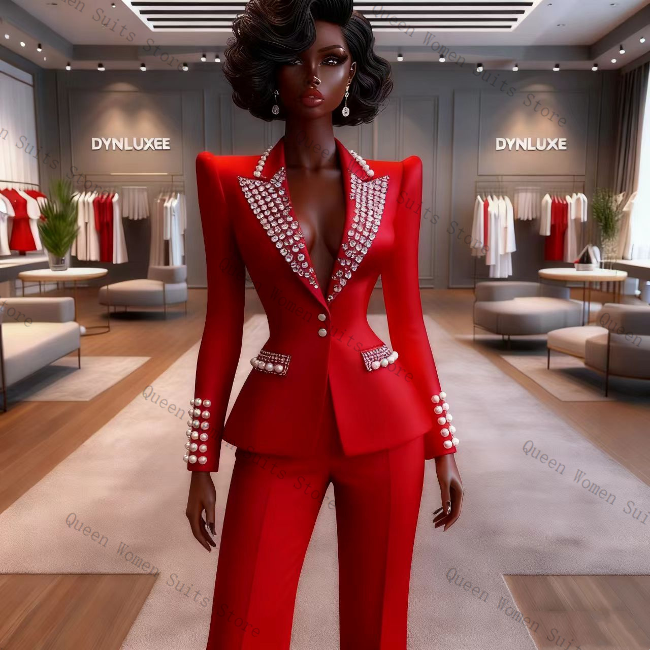 Pearls Red Women Suit Pants Se - Women'S Red Formal Wear 评论和价格
