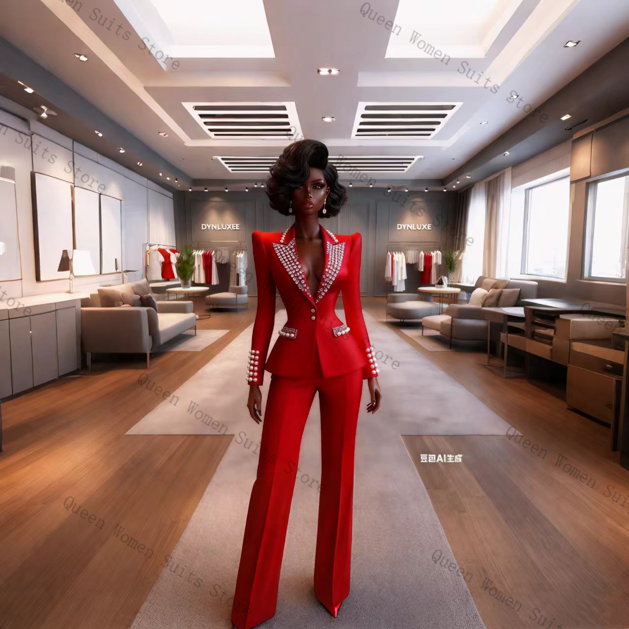 Pearls Red Women Suit Pants Se - Women'S Red Formal Wear 评论和价格