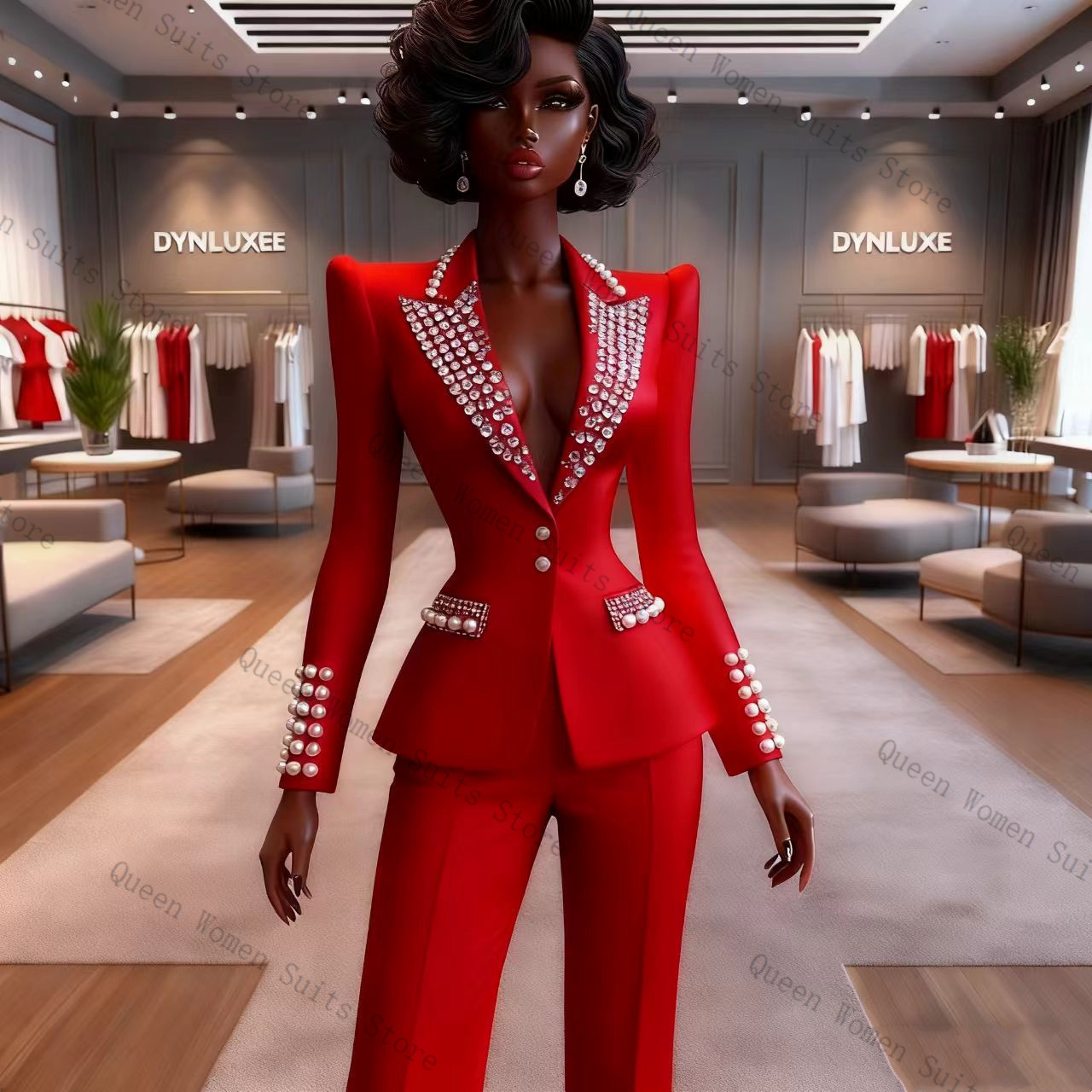 Pearls Red Women Suit Pants Se - Women'S Red Formal Wear 评论和价格