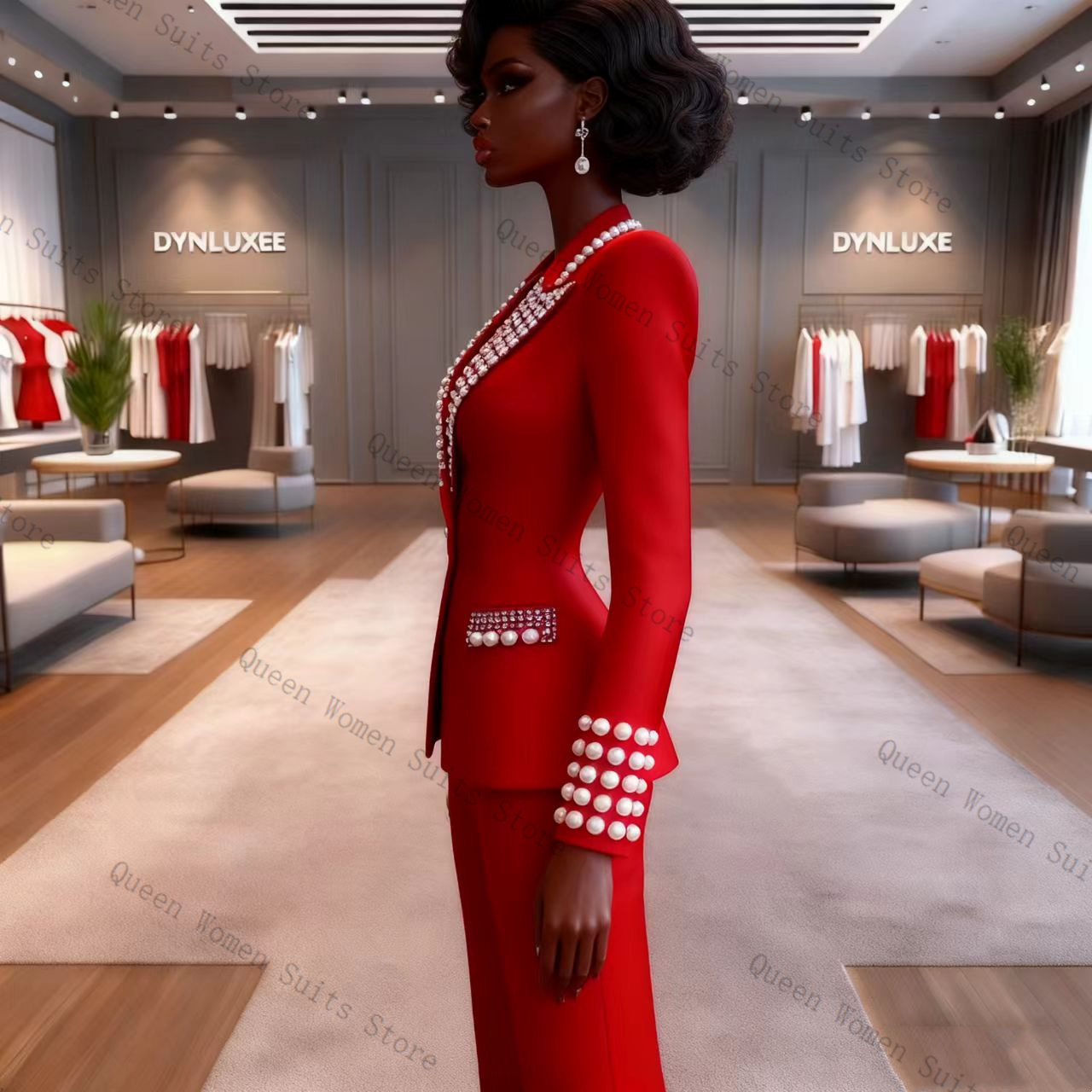 Pearls Red Women Suit Pants Se - Women'S Red Formal Wear 评论和价格