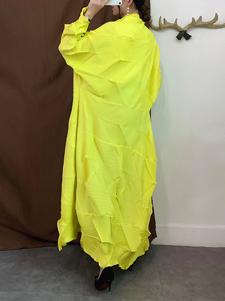 Miyake Pleated Long Trench Coa - Trench Coat Formal 评论和价格