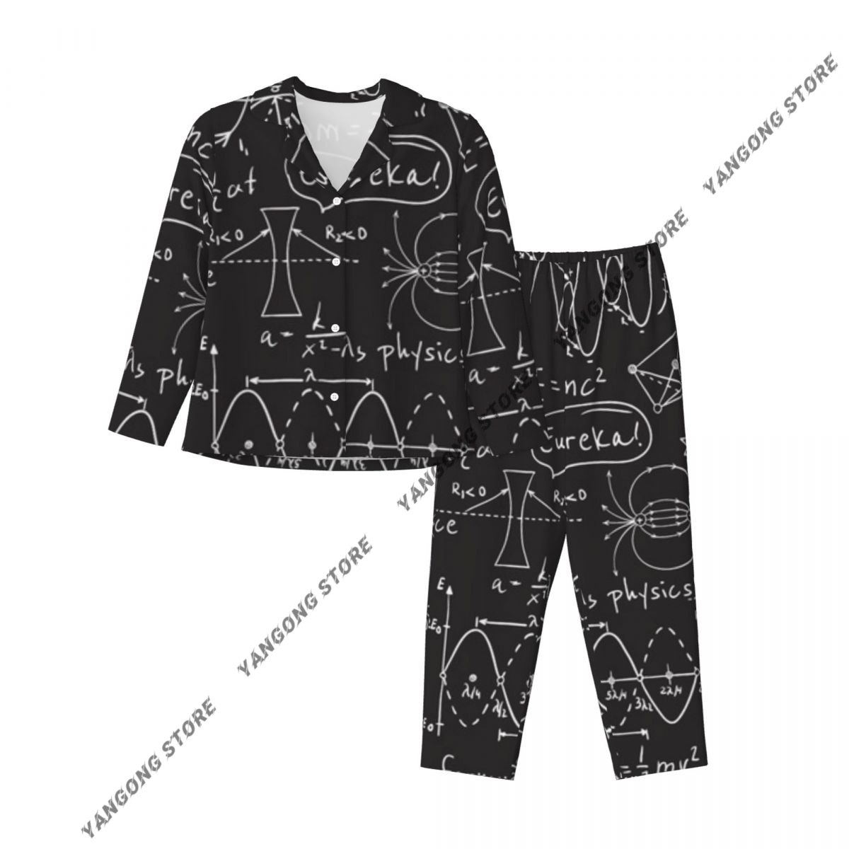 Women Sleepwear Pajamas Scienc - Monochrome Suit Set 评论和价格