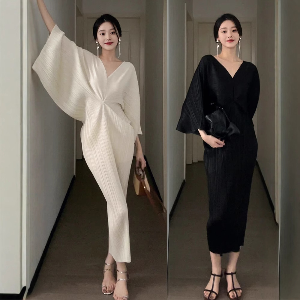 Miyake Pleated French V-Neck D - Pencil Skirt Midi 评论和价格