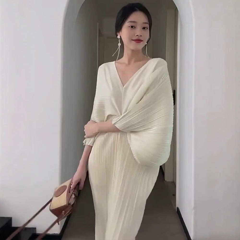 Miyake Pleated French V-Neck D - Pencil Skirt Midi 评论和价格