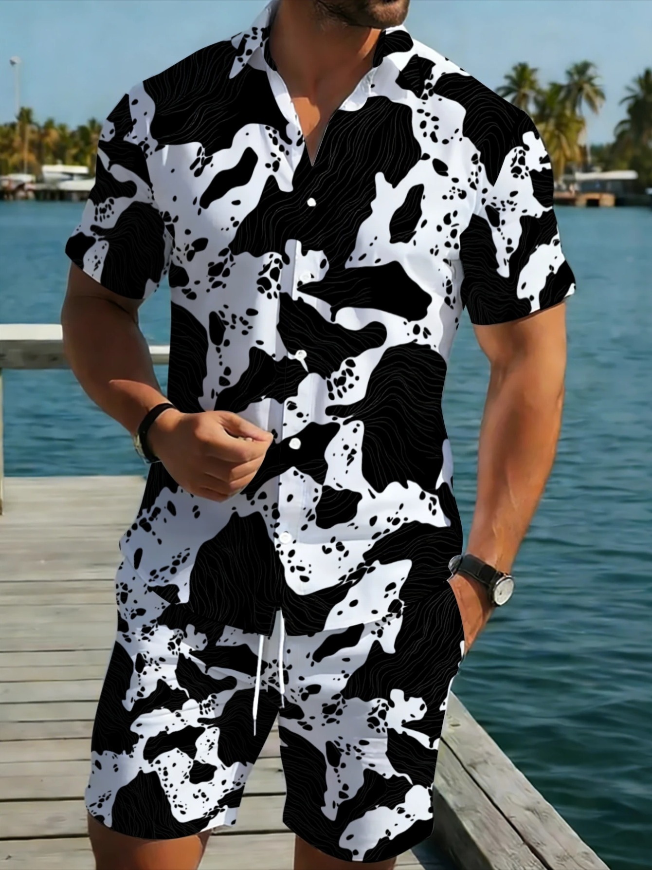 Monochrome Abstract Camouflage - Monochrome Suit Set 评论和价格
