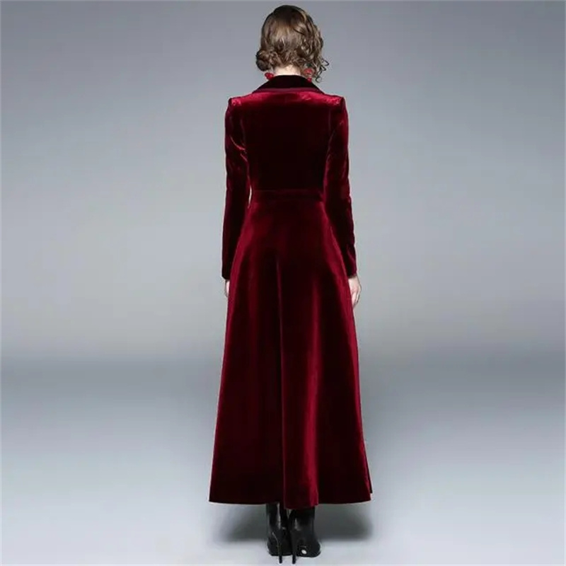 Golden Velvet Long Windbreaker - Trench Coat Formal 评论和价格