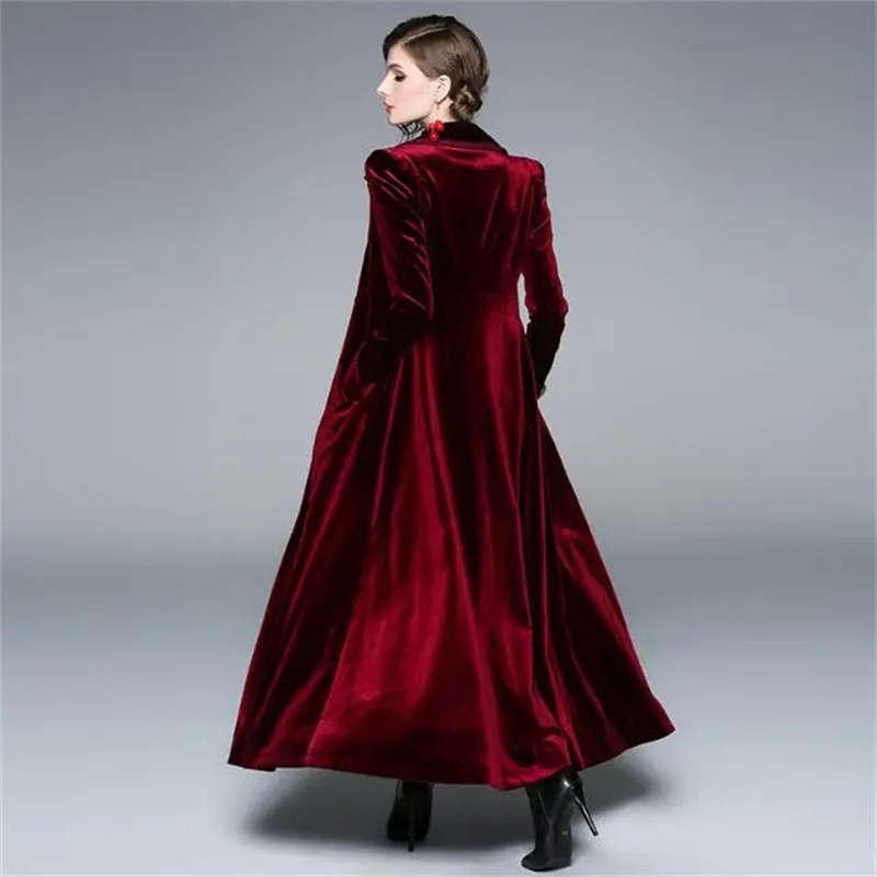 Golden Velvet Long Windbreaker - Trench Coat Formal 评论和价格