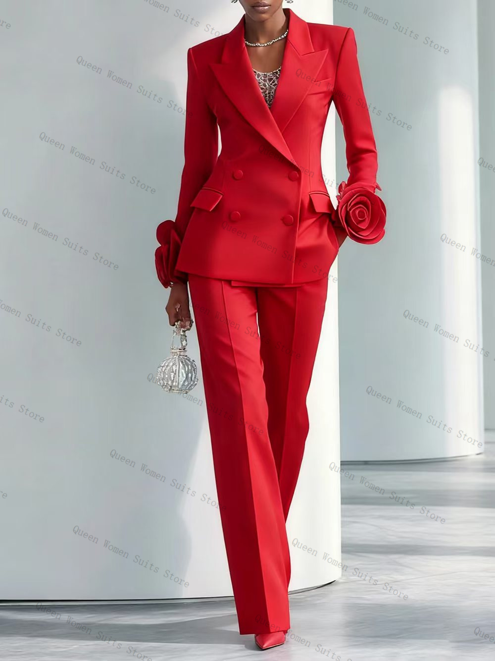 Luxury Red Women Suit Set 2 Pc - Women'S Red Formal Wear 评论和价格