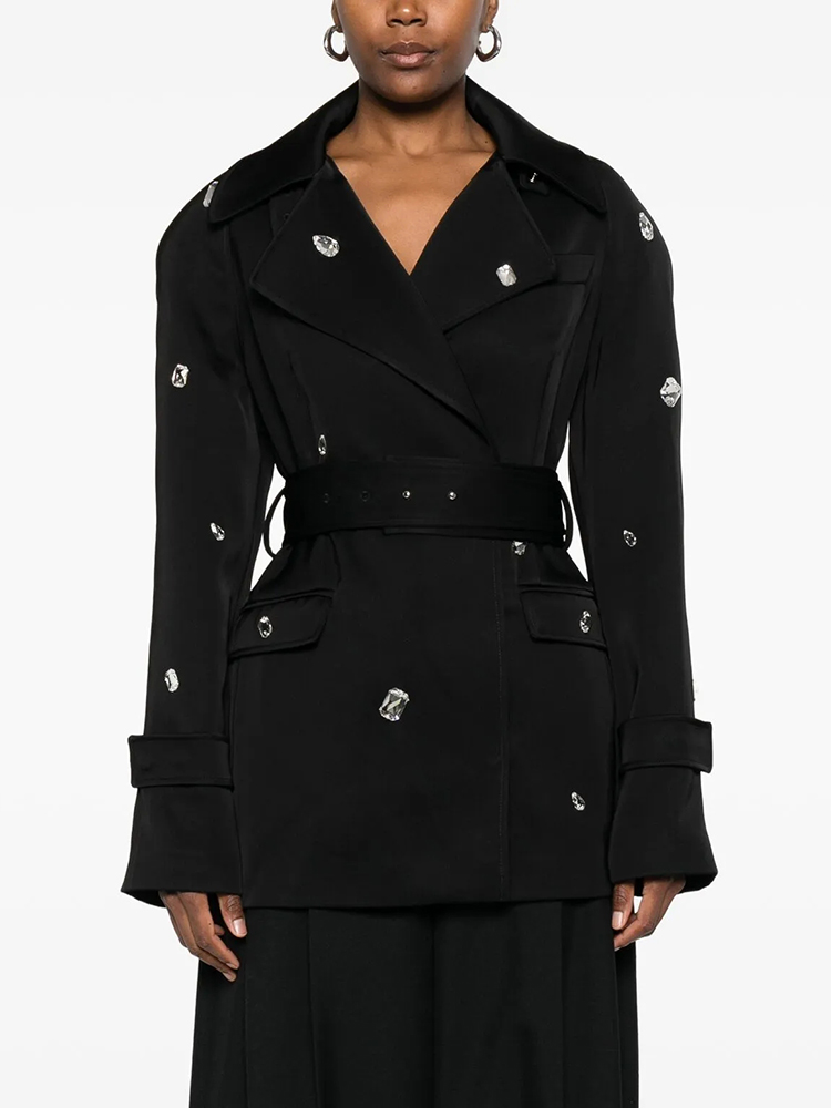 Black Double-Breasted Trench C - Trench Coat Formal 评论和价格