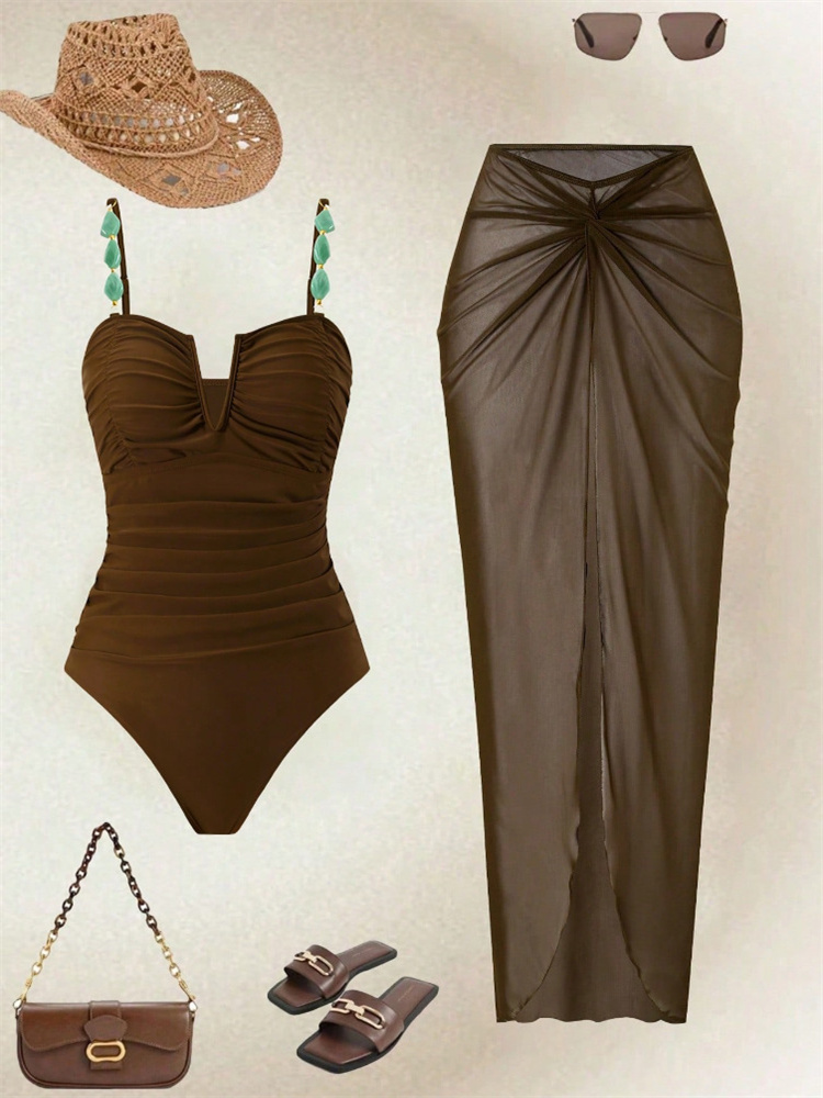 Vintage Coffee Mesh Long Skirt - Pencil Skirt Midi 评论和价格