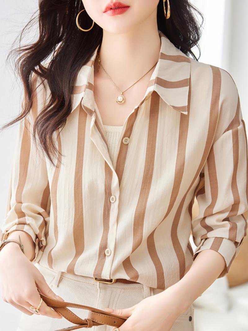 Apricot Striped Long Sleeved S - Women'S Formal Evening Wear Tops 评论和价格