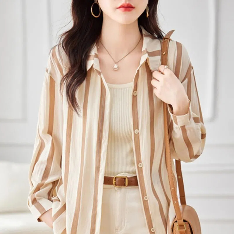 Apricot Striped Long Sleeved S - Women'S Formal Evening Wear Tops 评论和价格