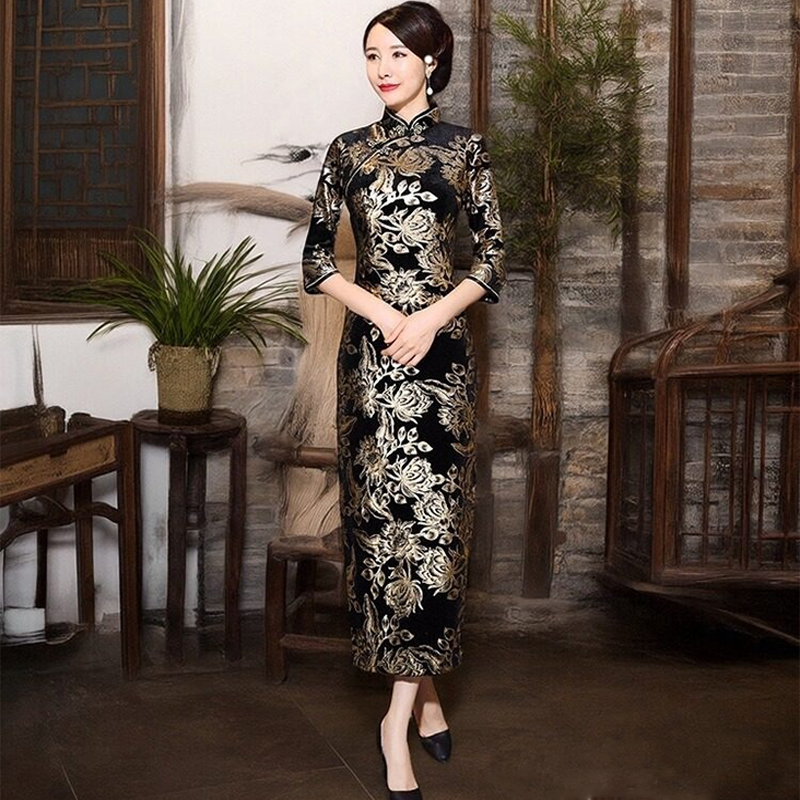 Qipao Woman Autumn Winter Luxu - Women'S Red Formal Wear 评论和价格