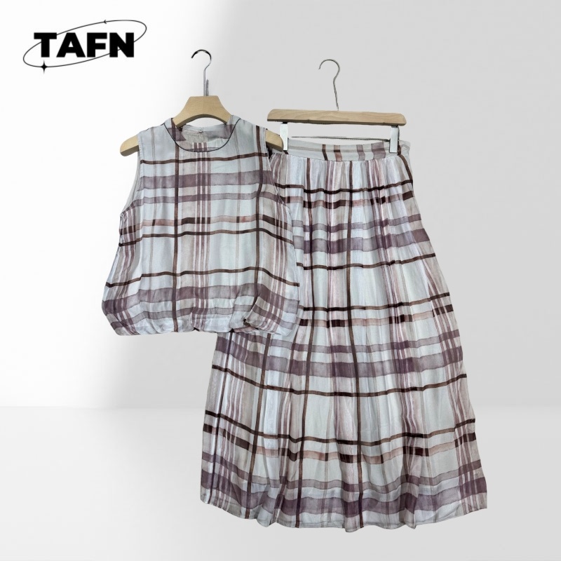 Elegant Women Checkered Two Pi - Pencil Skirt Midi 评论和价格
