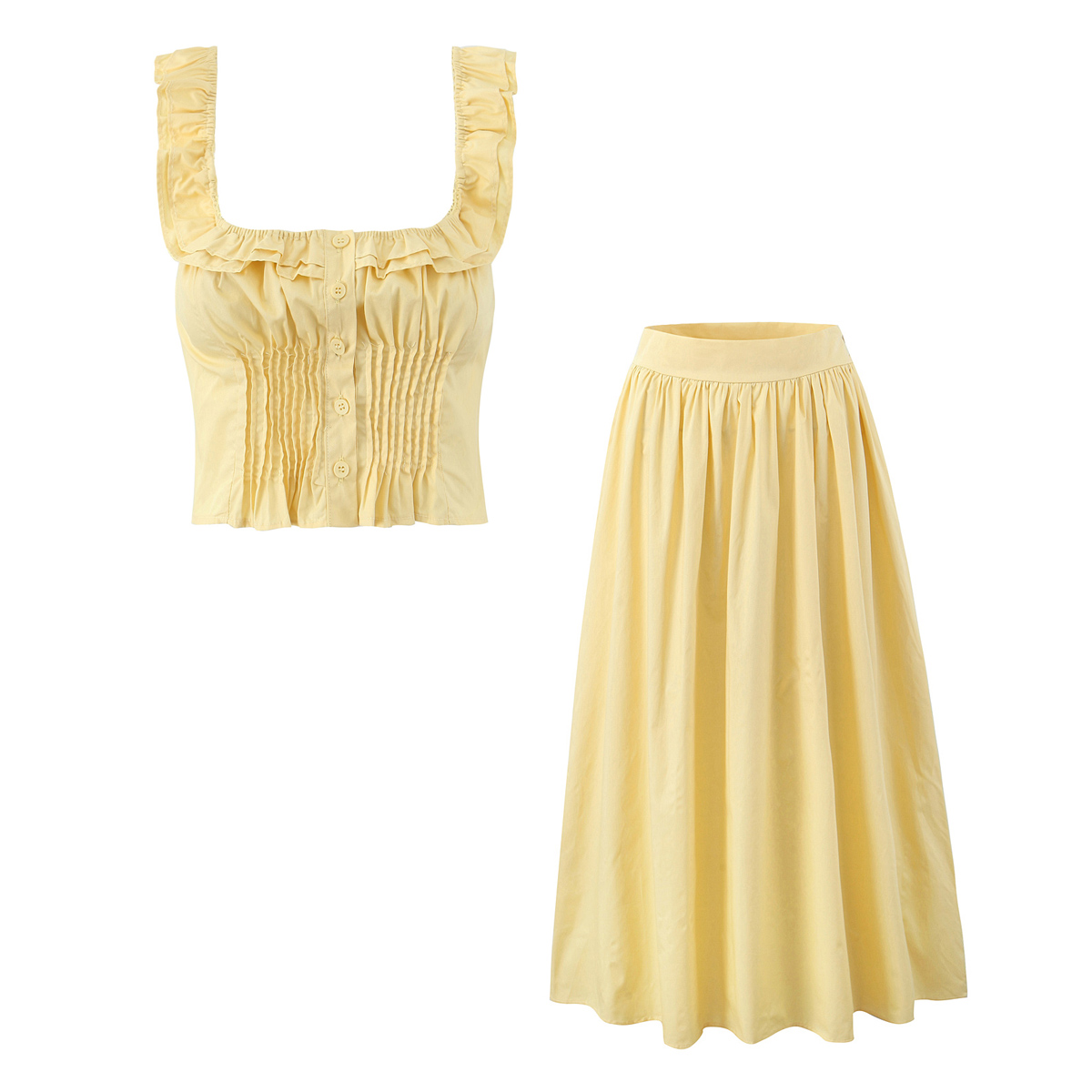 Women Wood Ears Ruffles Square - Pencil Skirt Midi 评论和价格