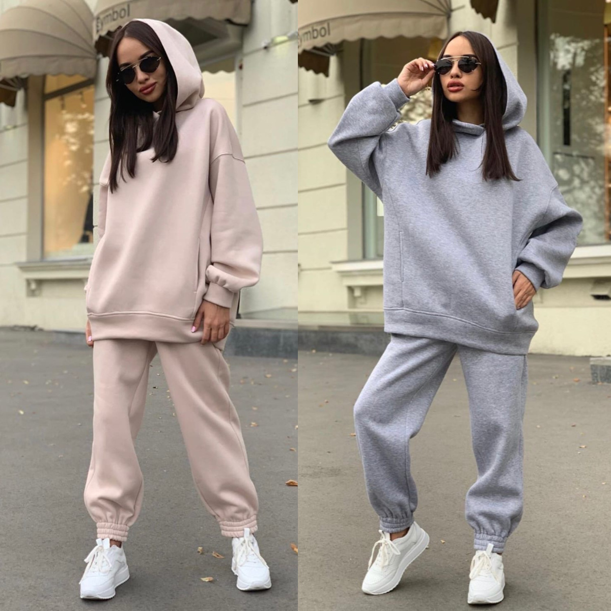 Monochrome Hooded Hoodie Set C - Monochrome Suit Set 评论和价格