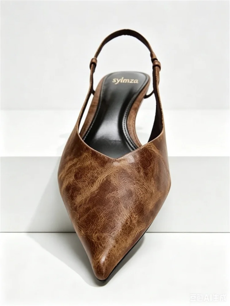 Retro Brown Kitten Heel Design - Slingback Heel Formal 评论和价格
