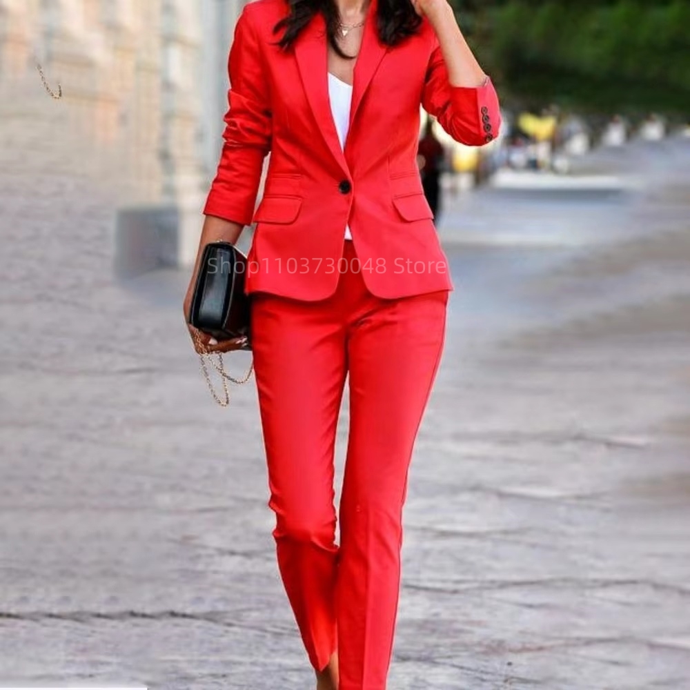 Fashion Office Ladies Blazer a - Women'S Red Formal Wear 评论和价格