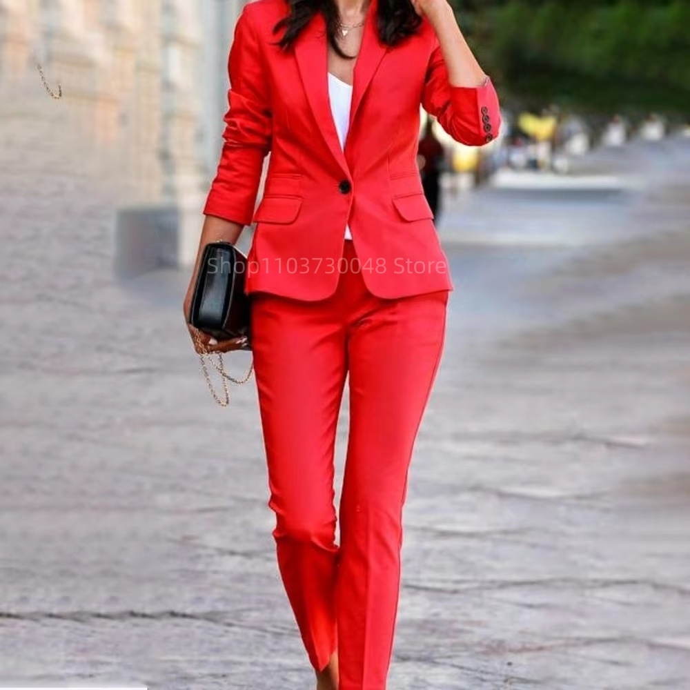 Fashion Office Ladies Blazer a - Women'S Red Formal Wear 评论和价格