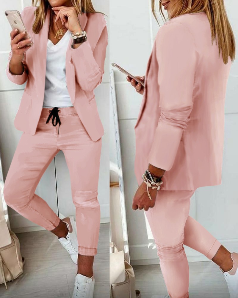 Women's Monochrome Casual Busi - Monochrome Suit Set 评论和价格
